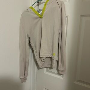 Adidas Beige Hoodie with Neon Yellow Trim